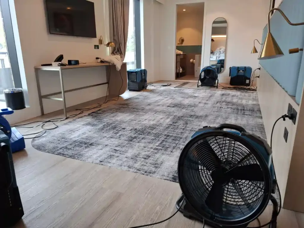 Carpet water extraction in Geelong using professional equipment to remove water from flood-affected carpets and underlay